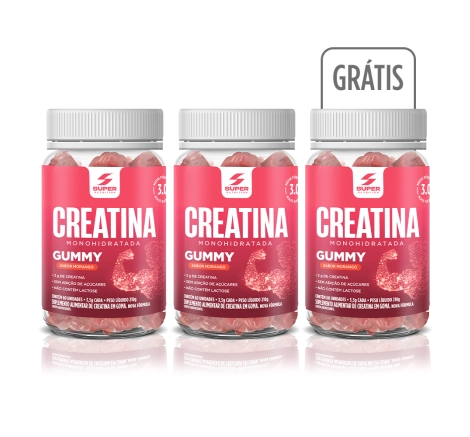 Compre 2 Leve 3 Super Gummy Creatina Sabor Morango
