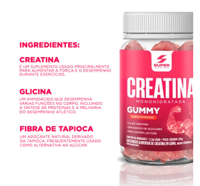 Super Gummy Creatina Sabor Morango (60 gomas)